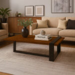 ΤΡΑΠΕΖΙ ΣΑΛΟΝΙΟΥ SKANDER ΜΕ ΜΕΤΑΛΛΙΚΟ ΣΚΕΛΕΤΟ & ΕΠΙΦΑΝΕΙΑ ΑΠΟ ΜΕΛΑΜΙΝΗ ΣΕ ΚΑΡΥΔΙ ΑΠΟΧΡΩΣΗ