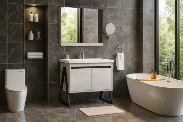 ΕΠΙΠΛΟ ΜΠΑΝΙΟΥ 022-PRESTIGIA 80 cm ΜΕ ΙΔΙΑΙΤΕΡΗ ΜΕ ΒΑΣΕΙΣ ΣΤΑ ΠΛΑΓΙΑ ΣΕ ΟΨΗ ΛΕΥΚΟΥ ΜΑΡΜΑΡΟΥ