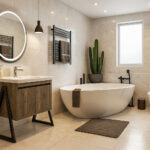 ΕΠΙΠΛΟ ΜΠΑΝΙΟΥ 7763-PRESTIGIA 80 cm ΜΕ ΒΑΣΕΙΣ ΣΤΟ ΠΛΑΙ ΣΕ ΣΚΟΥΡΟ ΞΥΛΟ