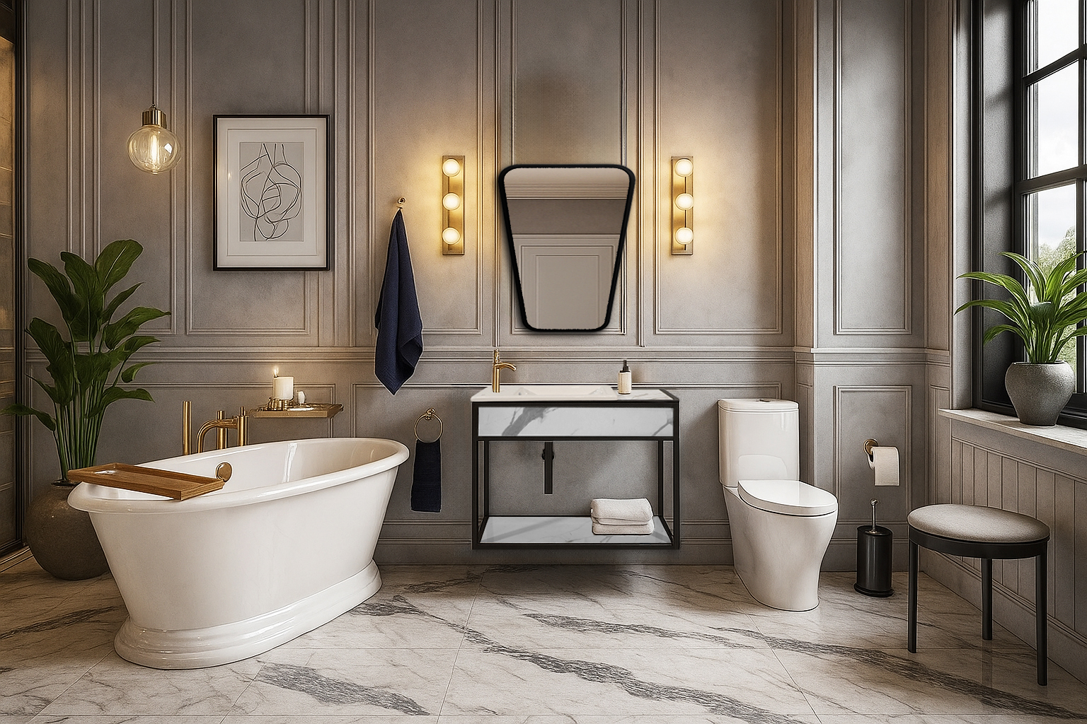 marmaroleyko2 ΕΠΙΠΛΟ ΜΠΑΝΙΟΥ LUSSO Spitimade® ΚΡΕΜΑΣΤΟ ΜΕ ΜΑΡΜΑΡΙΝΗ ΟΨΗ - Image 1