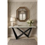 ΕΠΙΠΛΟ ΕΙΣΟΔΟΥ WALL ΜΕ ΞΥΛΙΝΗ ΕΠΙΦΑΝΕΙΑ ΤΥΠΟΥ ΛΕΥΚΟ ΜΑΡΜΑΡΟ ΜΕ ΜΠΕΖ ΝΕΡΑ & ΜΕΤΑΛΛΙΚΗ ΒΑΣΗ