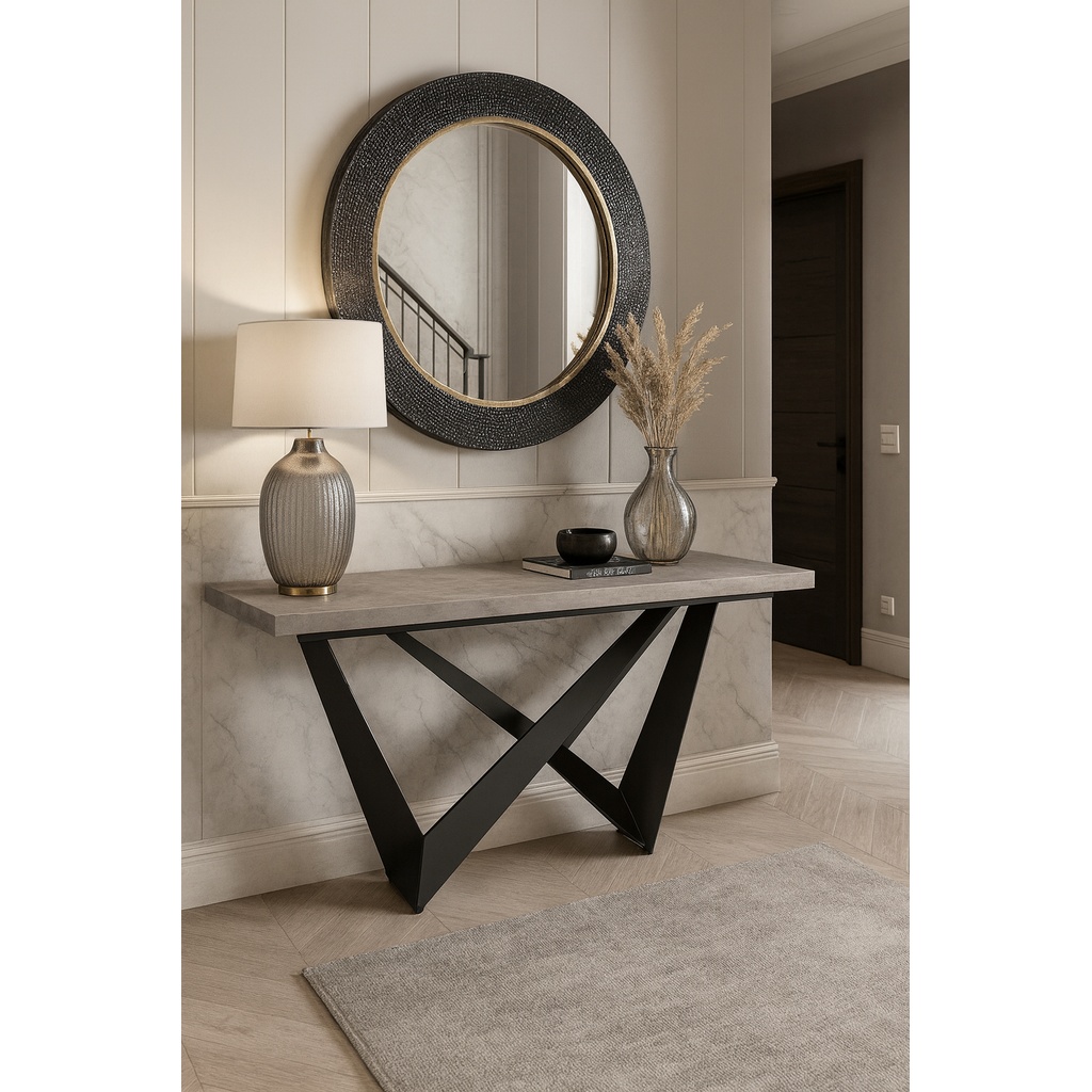 resized_Κ538 ΕΠΙΠΛΟ ΕΙΣΟΔΟΥ WALL ΜΕ ΞΥΛΙΝΗ ΕΠΙΦΑΝΕΙΑ ΤΥΠΟΥ ΤΣΙΜΕΝΤΟ ΑΝΟΙΧΤΟ & ΜΕΤΑΛΛΙΚΗ ΒΑΣΗ - Image 1