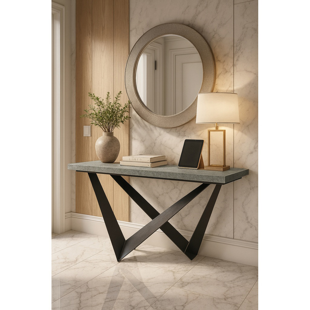 resized_Κ540 ΕΠΙΠΛΟ ΕΙΣΟΔΟΥ WALL ΜΕ ΞΥΛΙΝΗ ΕΠΙΦΑΝΕΙΑ ΤΥΠΟΥ ΤΣΙΜΕΝΤΟ ΣΚΟΥΡΟ & ΜΕΤΑΛΛΙΚΗ ΒΑΣΗ - Image 1