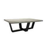 ΤΡΑΠΕΖΙ ΣΑΛΟΝΙΟΥ RIVA ΜΕ ΜΕΤΑΛΛΙΚΟ ΣΚΕΛΕΤΟ & ΕΠΙΦΑΝΕΙΑ ΑΠΟ ΜΕΛΑΜΙΝΗ ΤΥΠΟΥ ΜΑΡΜΑΡΟ ΛΕΥΚΟ ΜΕ ΜΠΕΖ ΝΕΡΑ - Image 2