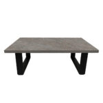 ΤΡΑΠΕΖΙ ΣΑΛΟΝΙΟΥ VERTO ΜΕ ΜΕΤΑΛΛΙΚΟ ΣΚΕΛΕΤΟ & ΕΠΙΦΑΝΕΙΑ ΑΠΟ ΜΕΛΑΜΙΝΗ ΤΥΠΟΥ ΤΣΙΜΕΝΤΟ ΣΚΟΥΡΟ - Image 2