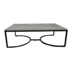 ΤΡΑΠΕΖΙ ΣΑΛΟΝΙΟΥ ATLAS ΜΕ ΜΕΤΑΛΛΙΚΟ ΣΚΕΛΕΤΟ & ΕΠΙΦΑΝΕΙΑ ΑΠΟ ΜΕΛΑΜΙΝΗ ΣΕ ΟΨΗ ΛΕΥΚΟΥ ΜΑΡΜΑΡΟΥ - Image 2