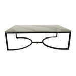 ΤΡΑΠΕΖΙ ΣΑΛΟΝΙΟΥ ATLAS ΜΕ ΜΕΤΑΛΛΙΚΟ ΣΚΕΛΕΤΟ & ΕΠΙΦΑΝΕΙΑ ΑΠΟ ΜΕΛΑΜΙΝΗ ΤΥΠΟΥ ΜΑΡΜΑΡΟ ΛΕΥΚΟ ΜΕ ΜΠΕΖ ΝΕΡΑ - Image 2