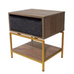 Κομοδίνο Komo-Woodtex με Υφασμάτινο Συρτάρι & Χρυσή Μεταλλική Βάση