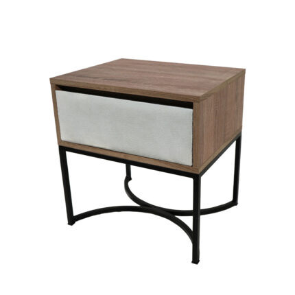 Κομοδίνο Komo-Arco Mε Υφασμάτινη Λεπτομέρεια & Μαύρη Μεταλλική Βάση