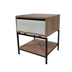 Κομοδίνο Komo-Woodtex με Υφασμάτινο Συρτάρι & Μαύρη Μεταλλική Βάση