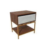 Κομοδίνο Komo-Woodtex με Υφασμάτινο Συρτάρι & Χρυσή Μεταλλική Βάση