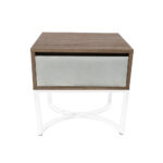 Κομοδίνο Komo-Arco Mε Υφασμάτινη Λεπτομέρεια & Λευκή Μεταλλική Βάση