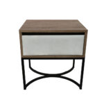 Κομοδίνο Komo-Arco Mε Υφασμάτινη Λεπτομέρεια & Μαύρη Μεταλλική Βάση - Image 2