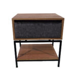 Κομοδίνο Komo-Woodtex με Υφασμάτινο Συρτάρι & Μαύρη Μεταλλική Βάση - Image 2