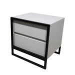 Κομοδίνο Komo-Frame Με Επιφάνεια Σε Όψη Λευκού Μάρμαρου Και Μαύρη Μεταλλική Βάση - Image 5