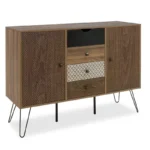 Μπουφές Boho με τέσσερα συρτάρια καρυδί μεταλλικά πόδια - Image 2