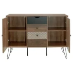 Μπουφές Boho με τέσσερα συρτάρια καρυδί μεταλλικά πόδια - Image 5