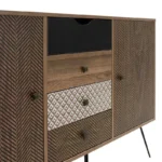 Μπουφές Boho με τέσσερα συρτάρια καρυδί μεταλλικά πόδια - Image 6