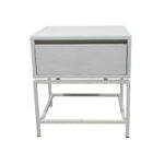 Κομοδίνο Komo-Woodtex Mε Επιφάνεια Σε Όψη Λευκού Μάρμαρου  Και Λευκή Μεταλλική Βάση - Image 2