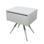 Κομοδίνο Komo-Nord Mε Όψη Λευκού Μάρμαρου Και Λευκή Μεταλλική Βάση - Image 2