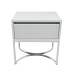 Κομοδίνο Komo-Arco Mε Επιφάνεια Σε Όψη Λευκου Μαρμαρου Και Λευκή Μεταλλική Βάση - Image 2