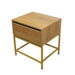 Κομοδίνο Komo-Woodtex Mε Επιφάνεια Σε Ανοιχτή Απόχρωση  Και Χρυσή Μεταλλική Βάση - Image 2