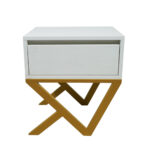 Κομοδίνο Komo-Kuro Mε Επιφάνεια Σε Λευκό Μάρμαρο Ξύλου Και Χρυσή Μεταλλική Βάση - Image 2