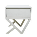 Κομοδίνο Komo-Kuro Mε Επιφάνεια Σε Λευκό Μάρμαρο Και Λευκή Μεταλλική Βάση - Image 2