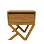 Κομοδίνο Komo-Kuro Mε Επιφάνεια Σε Ανοιχτή Απόχρωση Ξύλου Και Χρυσή Μεταλλική Βάση - Image 2