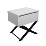 Κομοδίνο Komo-Vetro Mε Επιφάνεια Σε Λευκό Μάρμαρο Και Μαύρη Μεταλλική Βάση