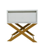 Κομοδίνο Komo-Vetro Mε Επιφάνεια Σε Λευκό Μάρμαρο Και Χρυσή Μεταλλική Βάση - Image 2