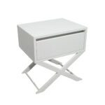 Κομοδίνο Komo-Vetro Mε Επιφάνεια Σε Λευκό Μάρμαρο Και Λευκή Μεταλλική Βάση