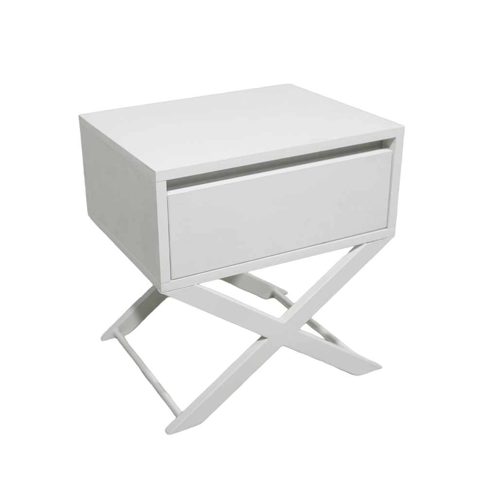 1 Κομοδίνο Komo-Vetro Mε Επιφάνεια Σε Λευκό Μάρμαρο Και Λευκή Μεταλλική Βάση - Image 1