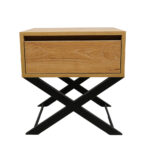 Κομοδίνο Komo-Vetro Mε Επιφάνεια Σε Ανοιχτή Απόχρωση Ξύλου Και Μαύρη Μεταλλική Βάση - Image 2