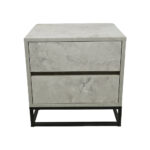 Κομοδίνο Komo-Boxy Mε Επιφάνεια Σε Λευκό Μάρμαρο Με Γκρί Νερά Και Μαύρη Μεταλλική Βάση - Image 2