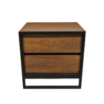 Κομοδίνο Komo-Frame Mε Επιφάνεια Σε Καρυδί Απόχρωση Και Μαύρη Μεταλλική Βάση - Image 2