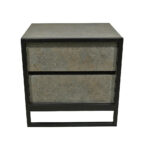 Κομοδίνο Komo-Frame Με Επιφάνεια Σε Όψη Τσιμέντου Σκούρο Και Μαύρη Μεταλλική Βάση - Image 2