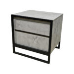 Κομοδίνο Komo-Frame Με Επιφάνεια Σε Όψη Λευκού Μάρμαρου Με Γκρί Νερά Και Μαύρη Μεταλλική Βάση - Image 2