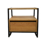 Κομοδίνο Komo-Rubby Με Επιφάνεια Σε Ανοιχτή Απόχρωση Και Μαύρη Μεταλλική Βάση - Image 2