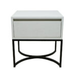 Κομοδίνο Komo-Arco Mε Επιφάνεια Σε Όψη Λευκου Μαρμαρου Και Μαύρη Μεταλλική Βάση - Image 2