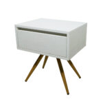 Κομοδίνο Komo-Nord Mε Όψη Λευκού Μάρμαρου Και Χρυσή Μεταλλική Βάση - Image 2