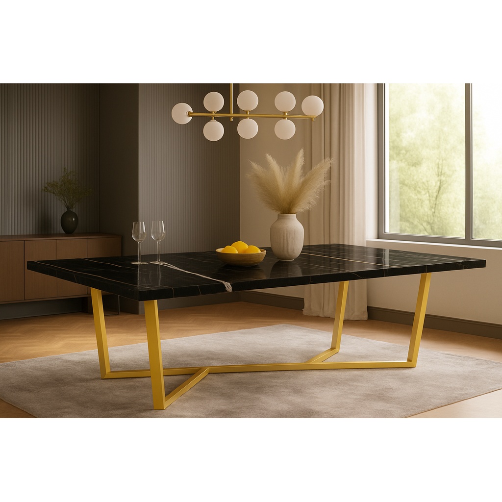 1024_7767 GOLD ΤΡΑΠΕΖΑΡΙΑ REINER ME ΕΠΙΦΑΝΕΙΑ ΣΕ ΟΨΗ ΜΑΥΡΟ ΜΑΡΜΑΡΟ - Image 1