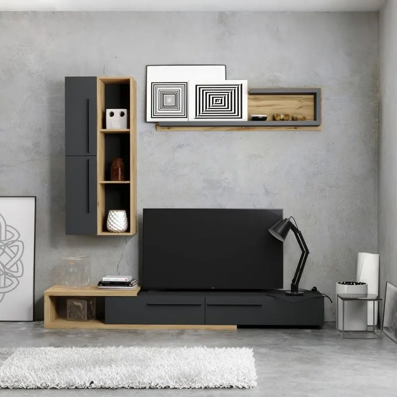 192-000048 Σύνθετο σαλονιού Calvados σε oak-ανθρακί απόχρωση - Image 1