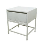 Κομοδίνο Komo-Woodtex Mε Επιφάνεια Σε Όψη Λευκού Μάρμαρου  Και Λευκή Μεταλλική Βάση - Image 3