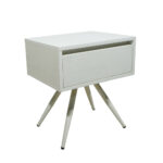 Κομοδίνο Komo-Nord Mε Όψη Λευκού Μάρμαρου Και Λευκή Μεταλλική Βάση