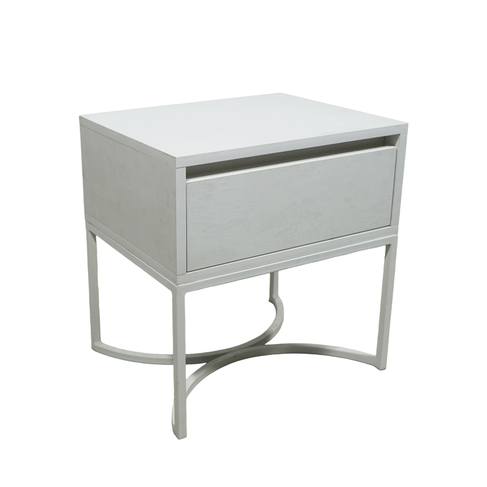 2 Κομοδίνο Komo-Arco Mε Επιφάνεια Σε Όψη Λευκου Μαρμαρου Και Λευκή Μεταλλική Βάση - Image 1