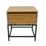 Κομοδίνο Komo-Woodtex Mε Επιφάνεια Σε Ανοιχτή Απόχρωση Ξύλου Και Μαύρη Μεταλλική Βάση - Image 3