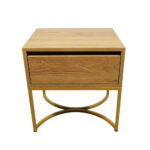 Κομοδίνο Komo-Arco Mε Επιφάνεια Σε Ανοιχτή Απόχρωση Ξύλου Και Χρυσή Μεταλλική Βάση - Image 3