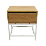 Κομοδίνο Komo-Woodtex Mε Επιφάνεια Σε Ανοιχτή Απόχρωση  Και Λευκή Μεταλλική Βάση - Image 3