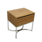 Κομοδίνο Komo-Arco Mε Επιφάνεια Σε Ανοιχτή Απόχρωση Ξύλου Και Λευκή Μεταλλική Βάση